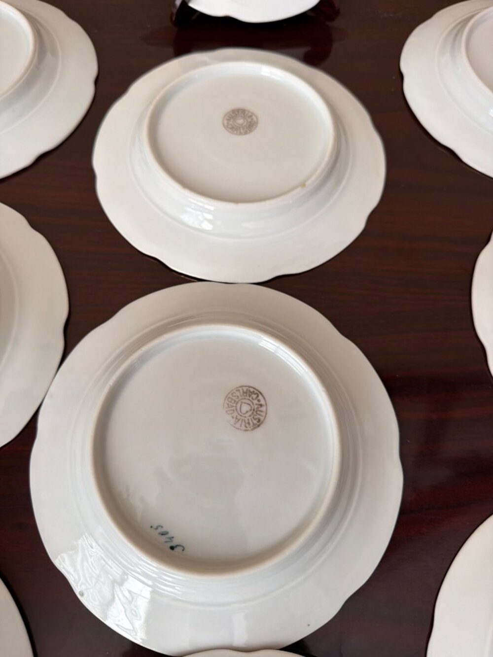 Set of 10 Vintage Austria Carlsbad Porcelain Bread Dessert Plates Gold Trim 6” - Picture 9 of 16